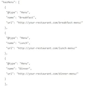 Multiple Menu Resturant Schema Markups Multiple Menu Resturant Schema Markups