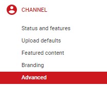 YouTube Channel Drop Down Menu