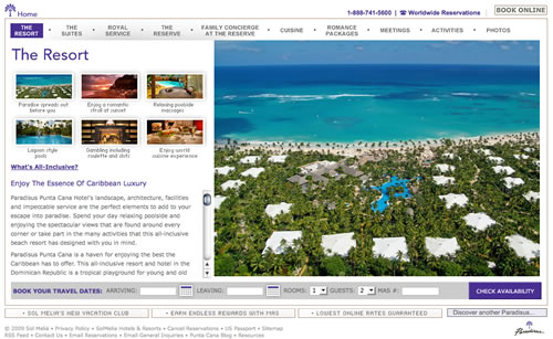 Paradisus Punta Cana Hotel Resort Website Design