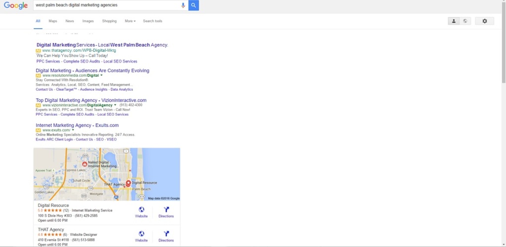 New SERPs for West Palm Beach Digital Marketing | THATAgency