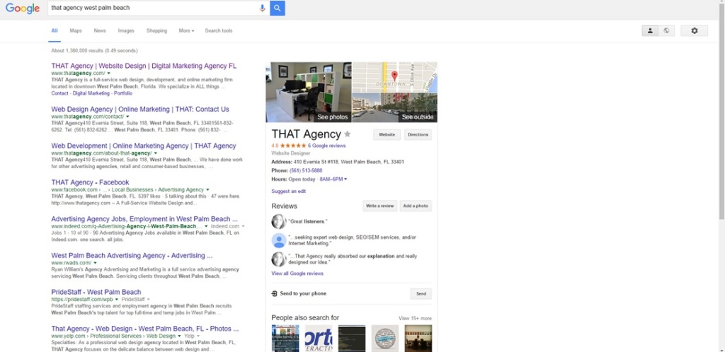 New Knowledge Graph SERPs | THAT Agency WPB
