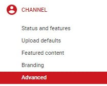 YouTube Channel Drop Down Menu