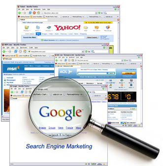 Magnifying Glass to Google, MSN, Yahoo, AOL Search Engines | SEM Marketing