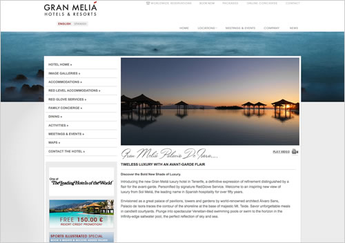 Website design of Gran Melia Palacio de Isora