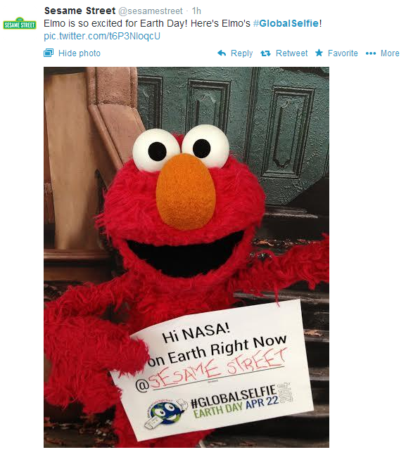 Elmo's selfie - love the location.