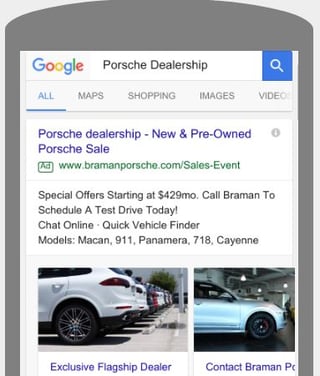 Car Dealership Visual Sitelinks Example