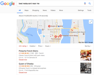 Google Map Pack Star Ratings Filter