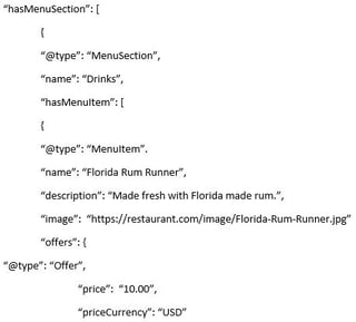 Resturant Menu Item Schema Markup Example