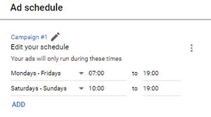 PPC Ad Schedule Example