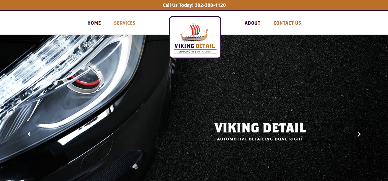 The auto detailing website design for Viking Detail