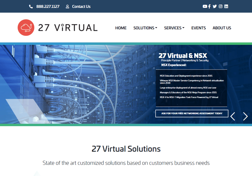 New tech company website design for 27 Virtual, created and launched by THAT Agency - one of the best Florida web design companies