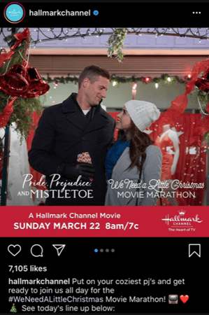 An Instagram post showing how the Hallmark Channel created an emotional connection