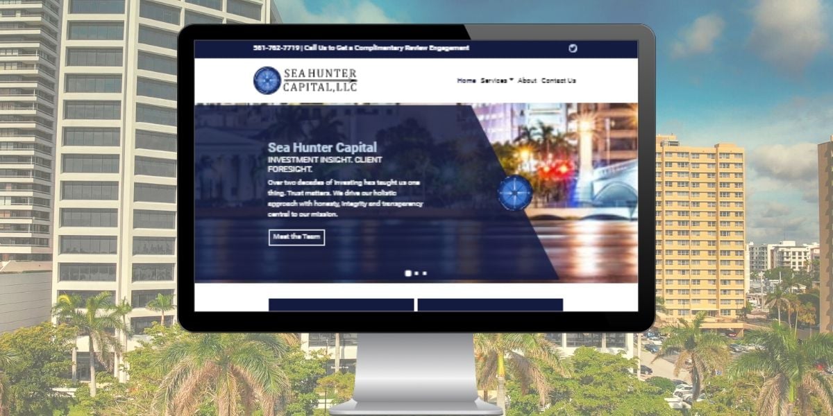 The home page of the new website for Sea Hunter Capital, LLC