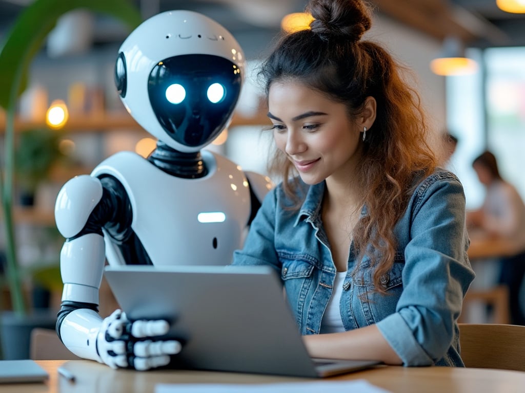 AI Robot with a business owner