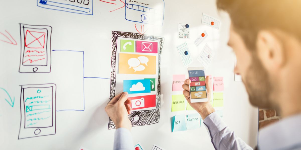 A marketer draws an interactive content marketing strategy on a whiteboard for 2024.